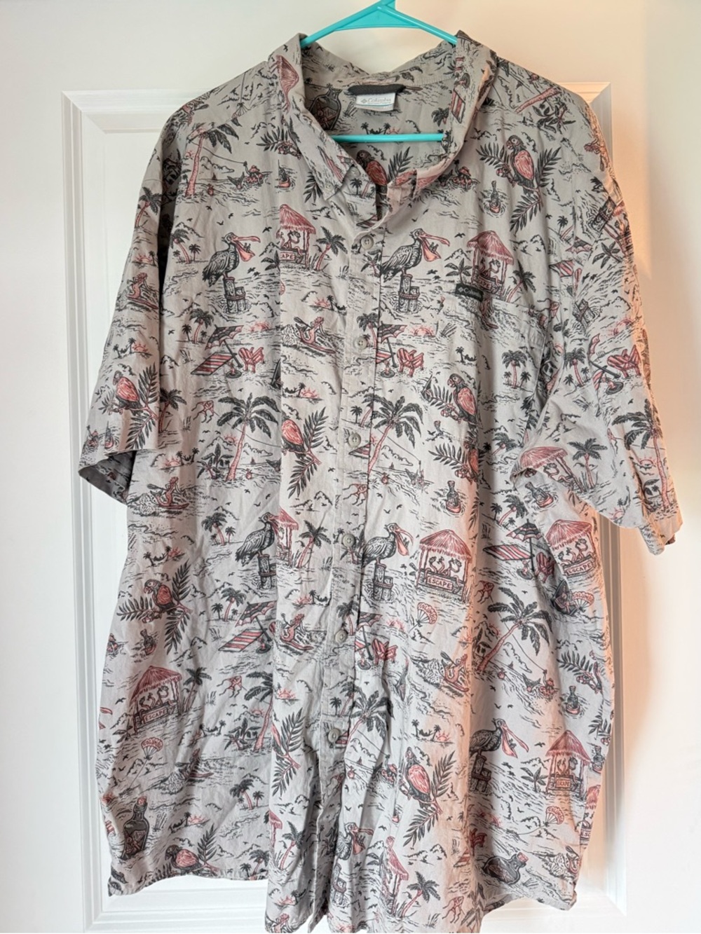 Columbia Button Up Shirt 3XT Tall Tropical Print Hawaiian Pelican Beach - Picture 5 of 5
